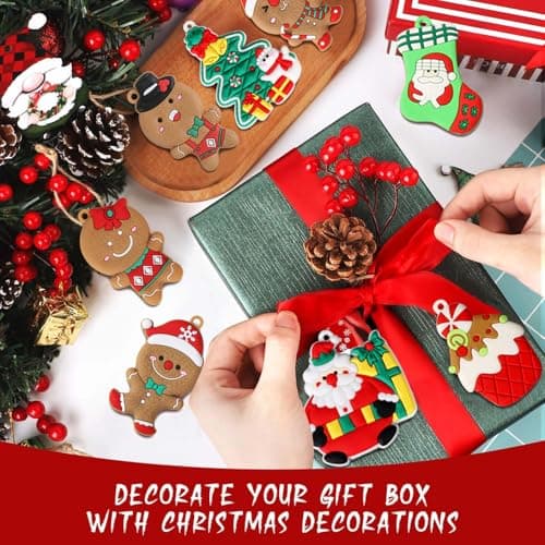 FINEVERNEK 14Pcs Bonhomme Pain D'épice Decoration Noel Sapin,Ornements Sapin de Noël, Suspension de Noël en Forme Mignon,Ornements de Noël avec Corde,Deco Sapin de Noel