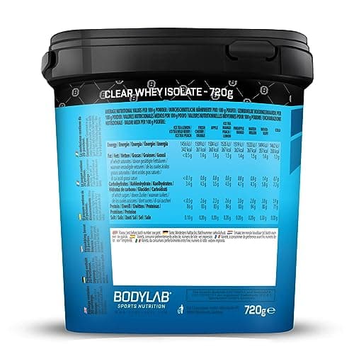 Bodylab24 Clear Whey Isolate 720g Thé glacé Citron, shake protéiné à base de 96% d'isolat de protéines de lactosérum, boisson fruitée rafraîchissante, peut aider à la construction musculaire