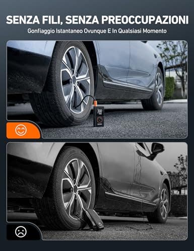 AstroAI Gonfleur Pneus Voiture, Compresseur à Air Portatif, Compresseur Voiture 150PSI, Gonfleur Pneus Voiture Sans Fil compacte, avec Batterie Rechargeable et Lumière LED pour Vélos, Motos, Boules