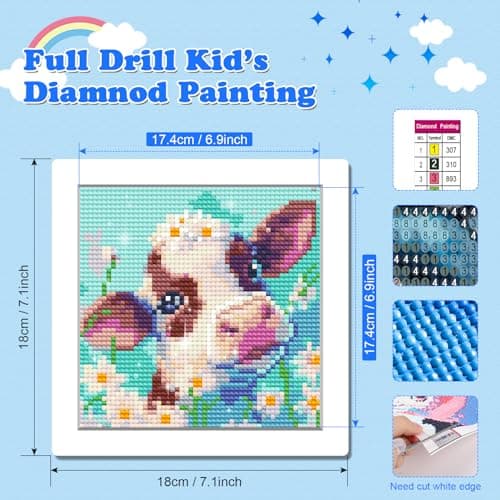 NAIMOER Diamond Painting éléphant Pour Enfants Adultes, Peinture Diamants Encadrés pour Enfants, 5D Diamant Art Animaux Enfants, Dessins animés Diamant Painting for Home Decor 8x8inch