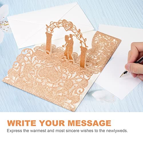 Vicloon Carte de Voeux 3D Pop-Up, Carte Mariage 3D avec Enveloppe, Carte Anniversaire Carte Cadeau de Félicitations pour Couple Amoureux, Marié Mariée, la Saint-Valentin (Pomme Or)