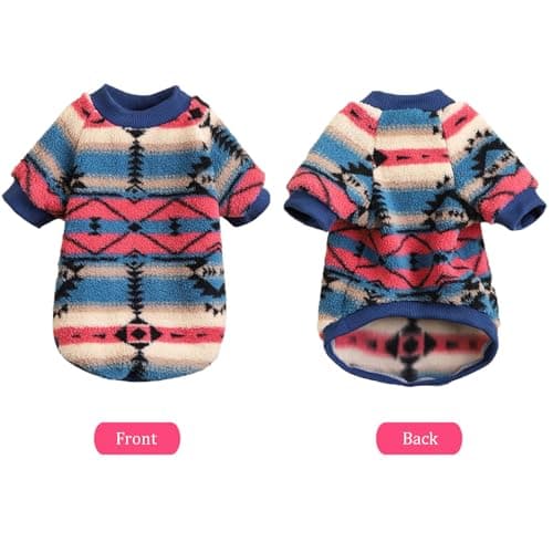 Yoolhamy Pull en polaire pour chien de petite taille - Vêtement d'hiver ethnique bohème - Doux et chaud - Pull thermique pour chien - Rose - Taille S