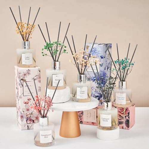 Airkeep Diffuseur de Parfum Clean Linen, Diffuseur Parfum Maison avec 8 Bâtonnets Diffuseur Parfum, Decoration pour Chambre, Salon, Salle de Bain, Bureau, 100ml