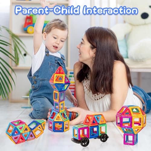 aaczly Construction Magnetique Enfant 74 Pièces Blocs de Construction Magnétiques Enfants Educatif Jeux Cadeaux pour Enfants à Partir de 3 4 5 6 7 an