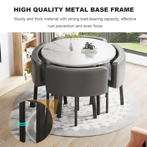 Ensemble de table à manger ronde/carrée avec chaises, table de conférence moderne et 4 chaises, combinaison table de réception et chaises, ensemble de table de cuisine en bois pour 4 personnes