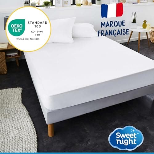 SWEET NIGHT Sweetnight - Protège Matelas 160x200 cm | Alèse Imperméable et Anti Acariens | Molleton 100% Coton | Silencieux et Respirant