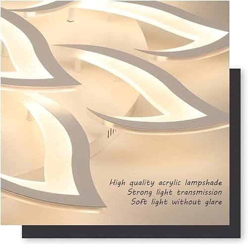 Plafonnier LED Petale, Plafonnier Salon Dimmable 3000k-6000K (10 Petales) | Luminaire Plafonnier avec Télécommande, Lustre Chambre Design de Creative Petal 60W, Aluminium+Acrylique , Diamètre 85CM