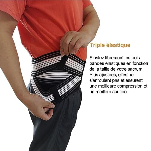 Paskyee Ceinture Sacro-iliaque améliorée pour les hanches et le bas du dos des femmes et des hommes qui soulagent les douleurs sciatiques, pelviennes, dans le bas du dos et des jambes