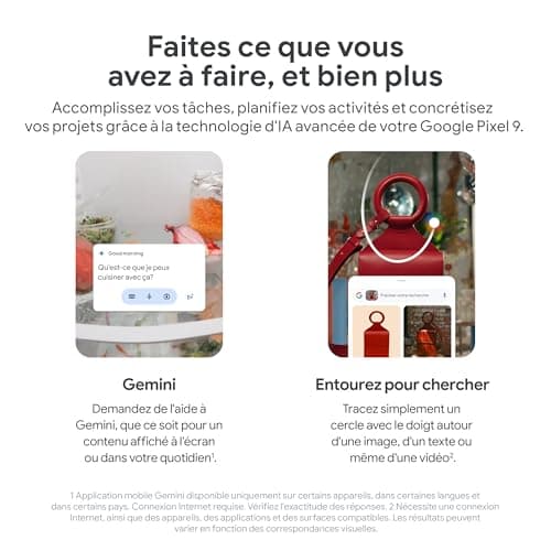 Google Pixel 9 – Smartphone Android débloqué avec Gemini, Appareil Photo avancé, 24 Heures d'autonomie et écran Actua 6,3 Pouces – Noir Volcanique, 256GB