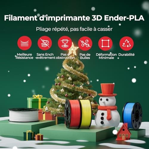 Creality Filament Ender-PLA 1.75mm, 1KG Bobine Résistant pour Imprimante 3D, Neatly Wound Impression Fluide, Non Colmatage et Déformation, Précision dimensionnelle +/- 0.02 mm (Blanc)