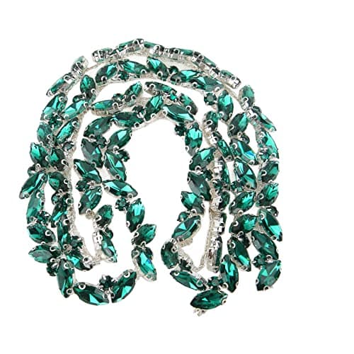 Chaîne en strass, chaîne en verre à franges en strass pour la fabrication de bijoux à bricoler soi-même, couture artisanale, breloques de chaussures, décoration de mariage(Vert)
