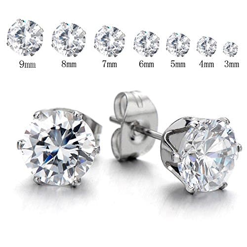 1 Paire 4MM Zircon Cubique - Clous d'oreille - Boucles d'oreilles Homme Femme - Acier Inoxydable - Couleur Argent