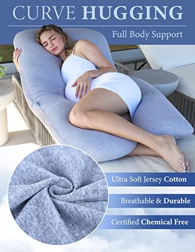 Pharmedoc Coussin de Grossesse - Coussin Allaitement en Forme de U, Coussin Maternité et Coussin Grossesse pour Dormir & Oreiller de Grossesse - Soutien pour Le Dos, Les Hanches, Les Jambes