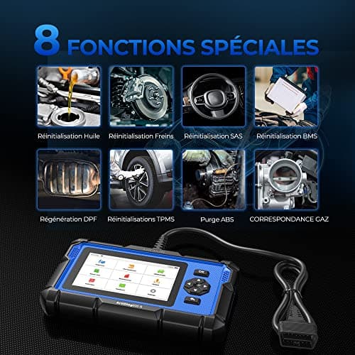 TOPDON ArtiDiag600S Valise Diagnostic Auto OBD2, Outil Diagnostic Voiture pour 4 Systèmes, 9 Fonctions de Réinitialisation sur Huile/Frein/SAS/BMS/ABS/DPF/TPMS/Accélérateur, Fonctions OBD2 Complètes