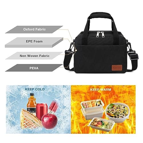 Riley Joy 8.5L Sac Isotherme Repas Portable Sac de Pique-Nique Imperméable Isolé avec Ajustable Bandoulière Sac Isotherme Pliable pour Enfant Adult
