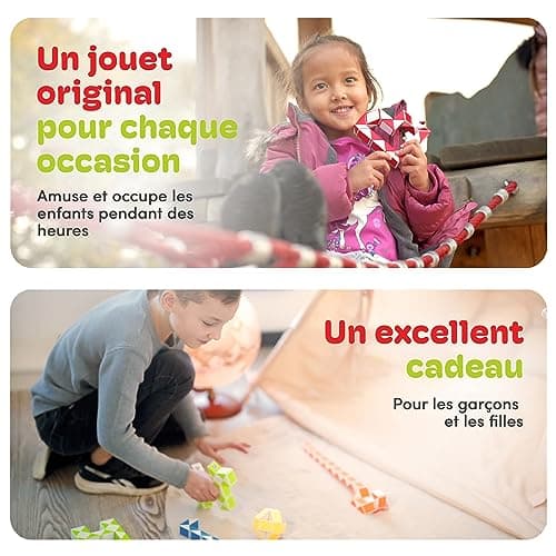 CUBIDI® Magic Snake Cube | Jouet de Poche pour Les Enfants de 4 à 8 Ans | Cadeau Anniversaire Enfants invites | Cadeau pour élèves - 24 Blocs | 2,3 mm x 1,8 mm | Bleu