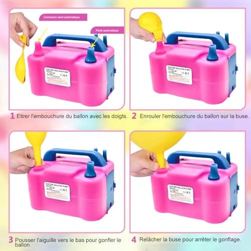 Pompe à Ballons électrique,Gonfleur électrique 220V 600W gonfleur Pompe à Ballons,Double buse gonfleur Pompe Portable pour fêtes,Mariages Anniversaire décoration