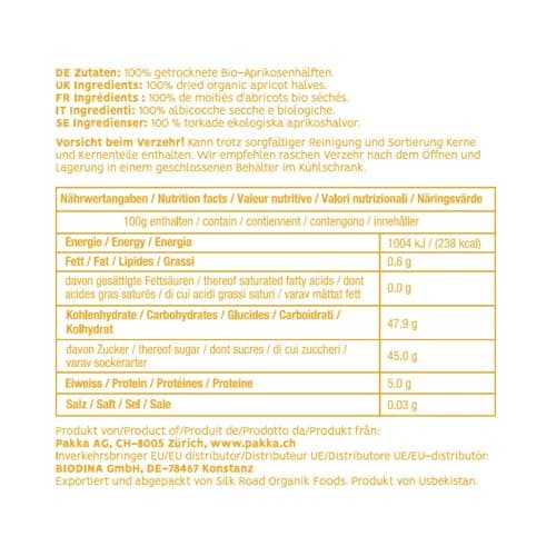 PAKKA - Abricots sauvages bio commerce équitable séchés 1kg, cueillis à l'état sauvage par des petits producteurs de Samarkand, Ouzbékistan, végétalien, 1 kg