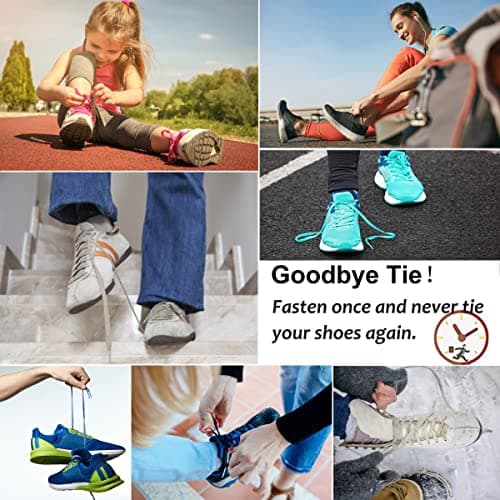 Olukssck 2 Paires Élastiques Lacets Plats avec Fermeture en Métal, Sans Nœuds pour Enfants et Adultes, Sport de Chaussures pour Toutes Les Chaussures, Noir