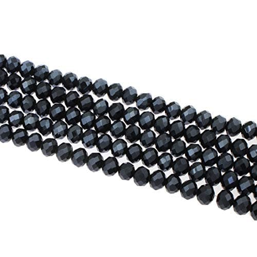Perles de verre tchèque, en cristal CZ de Bohême, rondes, à facettes, 4/6/8/10 mm, couleur au choix : noir métallisé, 4 x 3 mm