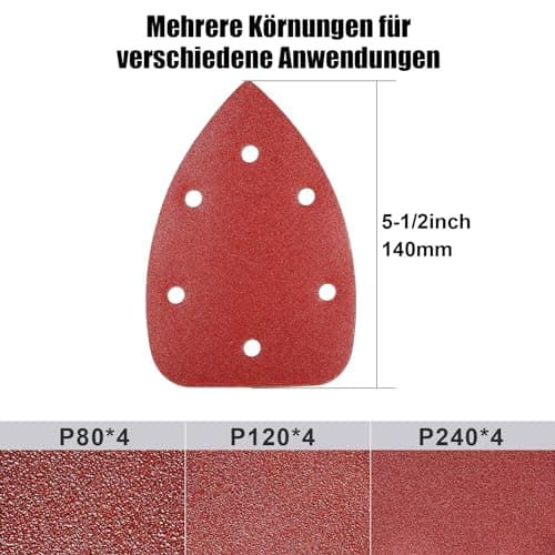 HYCHIKA Ponceuse Bois 140W, 13000 OPM Ponceuse avec dépoussiérage efficace, avec 12PCS papier de verre, idéal pour poncer le bois et enlever la rouille et la peinture
