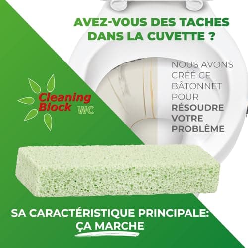 Cleaning Block WC 1008EI - Élimine efficacement les Taches de Calcaire, le Tartre et toute Saleté Incrustée sur Toilettes, Lavabos et Baignoires - 4 Barres de Nettoyage