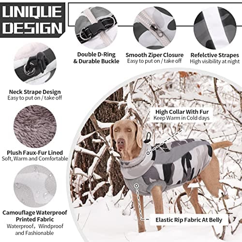 Hjyokuso Manteau Chien, Manteau pour Chien Doublé et Chaud, Manteaux d'hiver pour Chiens avec Fermeture à Glissière, Manteau Chien Imperméable, Veste Chien Hiver pour Petit/Grand/Moyen Chiens-Rris XS