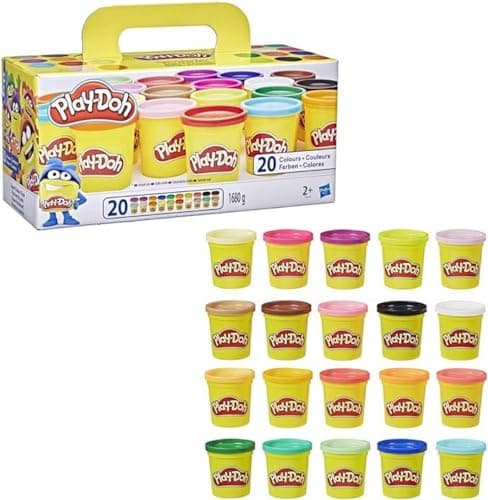Play-Doh, 20 Pots de Pâte à Modeler avec des Couleurs Différentes, Jeu Éducatif pour Filles et Garçons dès 2 ans, Cadeau pour Anniversaire, Jouet de Noël pour Enfants, Activité Créative