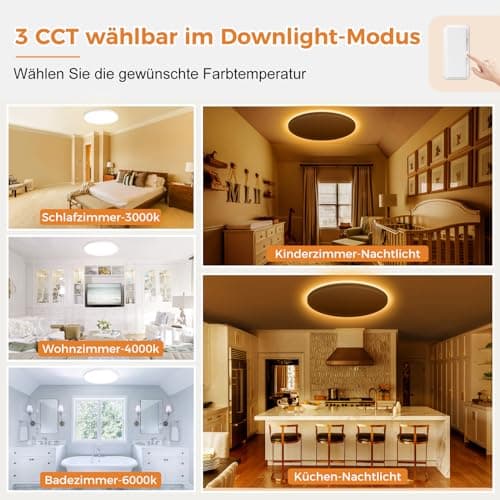 slochi Plafonnier LED Dimmable, 24W 2800LM Plafonnier Led avec Télécommande, 1800K Veilleuse de Couleur Chaude, 3000K-6500K Plafonnier Rond Ultra Fin pour Salon, Chambres d'enfants Ø30CM-Blanc
