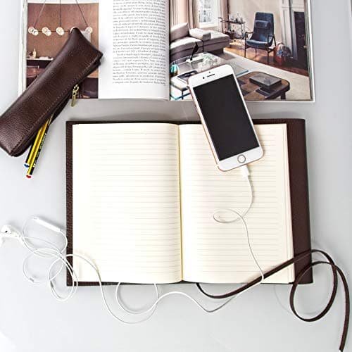 Tivoli A5 Journal Intime/Carnet de Notes RECHARGEABLE en cuir recyclé de fabrication artisanale Italienne, Cadeau Spécial, Journal de Voyage, Notebook A5 (15x21 cm) Brun