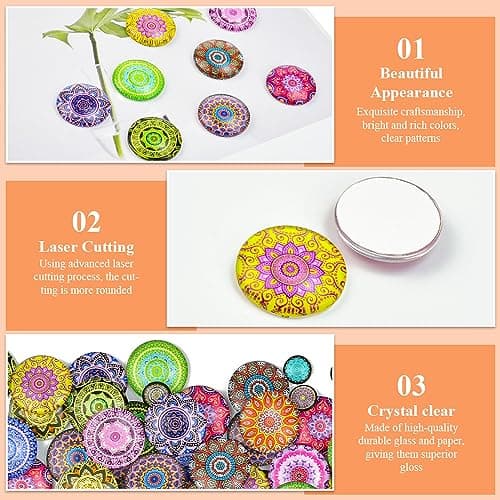 LIMITADA 150 Pcs Cabochon Verre Mosaïque Cabochon Verre 25 mm/12mm Cabochons pour Bijoux de Couleur Mélangée Cabochon Rond Verre Cabochon Verre Vitrail pour Fabrication de Bijoux Artisanale Pendentif