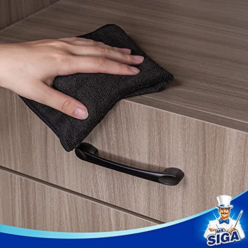 MR.SIGA Lot de 12 Chiffons de Nettoyage, Serviettes en Microfibre Tout Usage, Torchon de Nettoyage, Taille 32 x 32 cm, Noir