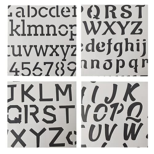8 Pièces Pochoirs à Lettres, Ensemble de Modèles de Lettre, Pochoirs à Lettres et Chiffres, Pochoirs Alphabet en Plastique, Utilisés pour la Peinture et les Croquis (Blanc)