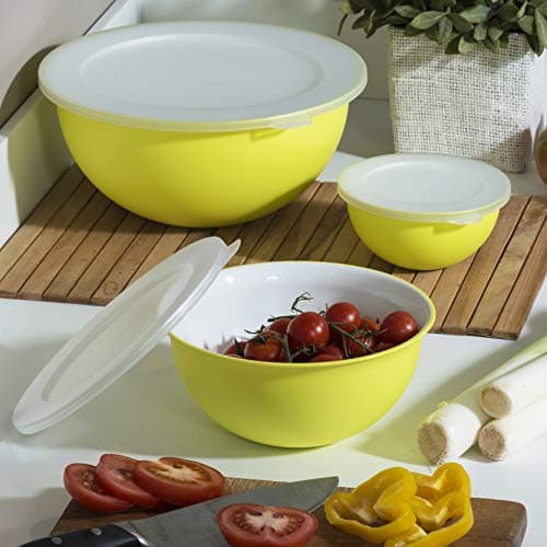 Omada Design Saladier 1,5 lt. 20x9 cm blanc intérieur coloré extérieur, en plastique et antibactérien, convient au micro-ondes et incassable, idéal en cuisine, ligne Sanaliving