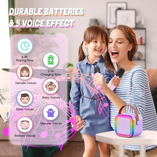 Dislocati Micro Enfant, Cadeau Fille 3-12 Ans Karaoke Enfant Jouet Fille 3-12 Ans Karaoke Micro sans Fil Jouet Fille 3-12 Ans Micro Karaoke Enfant