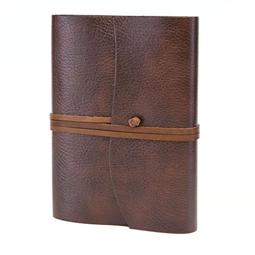 Tivoli A5 Journal Intime/Carnet de Notes RECHARGEABLE en cuir recyclé de fabrication artisanale Italienne, Cadeau Spécial, Journal de Voyage, Notebook A5 (15x21 cm) Brun