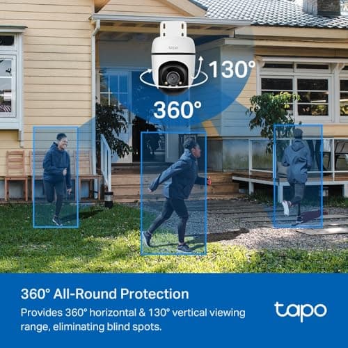 TP-Link Tapo 2K Caméra Surveillance WiFi extérieur 360° C510W, Vision nocturne couleur, Détection de Personne et Suivi de Mouvement, Étanche IP65, Alarme sonore Personnalisable