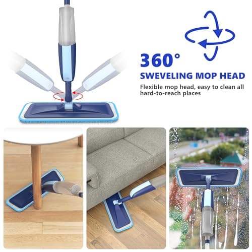 MANGOTIME Balai Serpillère Vaporisateur Mop Balais Serpillère Nettoyer Sol | Balai Lave Sol avec Reservoir Microfibre Spray Mop pour la maison, la cuisine, parquet, stratifié, bois, vinyle, carrelage
