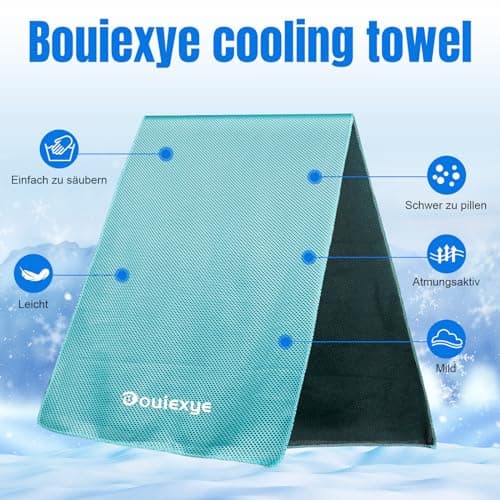 Bouiexye Lot de 2 serviettes rafraîchissantes 100 x 30 cm Bleu mer Serviette rafraîchissante en microfibre Serviette de refroidissement instantanée pour le sport, le fitness, le yoga, les voyages, la