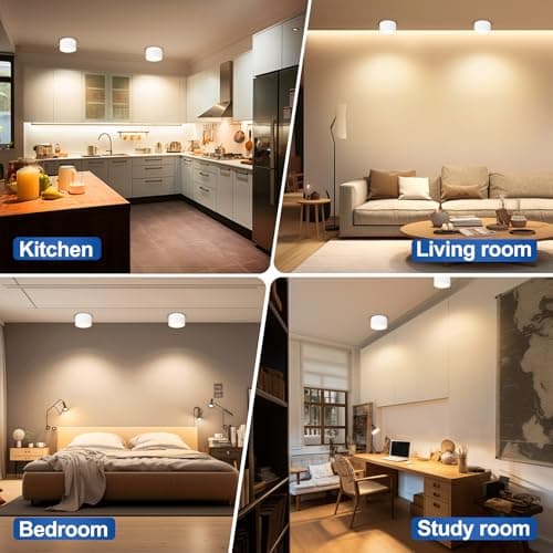 YindaLux Lot de 4 LED Spot en Saillie Blanc 220-240V Ø95x55mm Plafonnier Incluse ampoule GX53 6W Blanc chaud 3000K 660LM Plafonnier Spot LED Luminaire Apparent avec spot à grande surface lumineuse