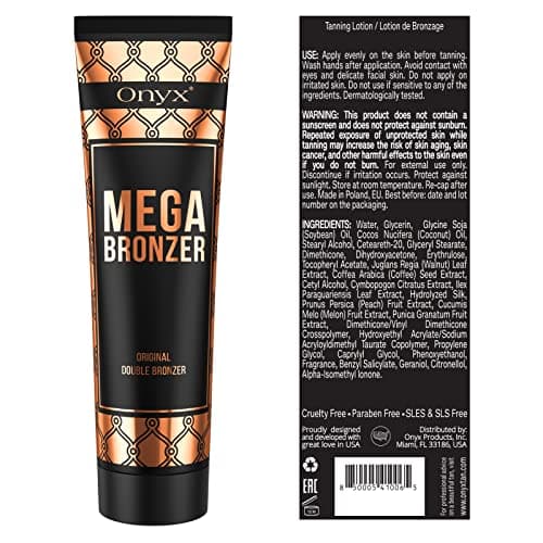 Onyx Mega Bronzer Solarium Cream - Crème bronzante blanche avec poudre bronzante - Crème bronzante pour un bronzage foncé sans stries, taches ou tons orange