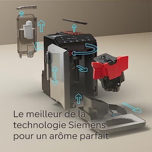 SIEMENS, machine à café tout automatique, EQ300, ceramDrive, milkPerfect, fonction oneTouch, noir piano, TF301E19