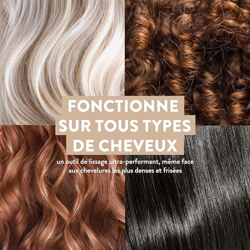 Demeliss SAINT ALGUE - Lisseur Vapeur TITANIUM - Plaques Flottantes, Revêtement Titane - Vapeur Ultra Puissante - Réservoir Intégré XL 40ml - Peigne Amovible - Tous Types de Cheveux