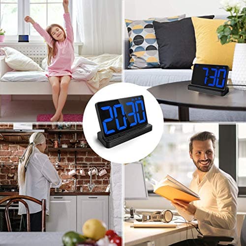 NOKLEAD Numérique Réveil - Horloge Digitale de Chevet avec 5 Sons, variateur Complet, Volume d'alarme réglable, Horloge numérique avec d'adaptateur USB, Grand Chiffre LED de 6,5 po, Snooze et 12/24hr