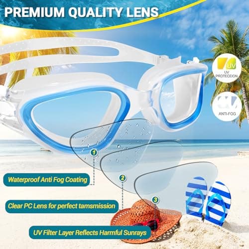 Winline Lunettes de Natation Antibuée Anti-fuite Protection UV Clear View,Lunettes Piscine Polarisée/Non Polarisée pour Hommes Femmes Adultes Adolescents