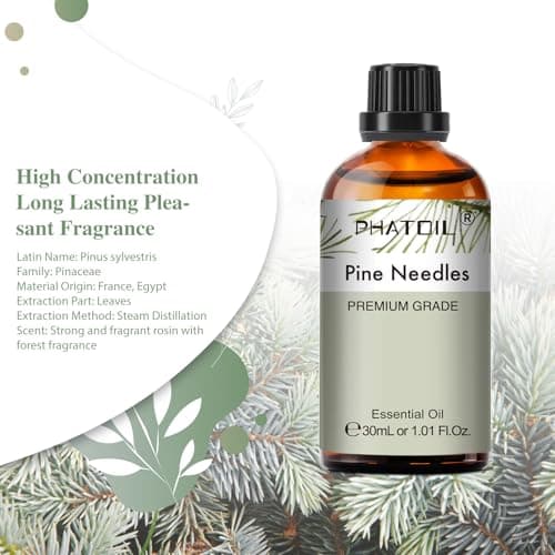 PHATOIL Huile Essentielle Aiguilles de Pin 30 ml, Huile Essentielle pour Diffuseur Aromathérapie Pure Naturelle, Huile de Pin pour Humidificateur, Bougies