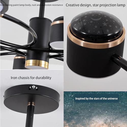 QYSMGS Plafonnier à Led Plafonnier noir et or Plafonnier affleurant Plafonniers Salon Lampes de plafond modernes pour chambre à coucher Dimmable Lustres acryliques créatifs Plafonnier (4+4 têtes)