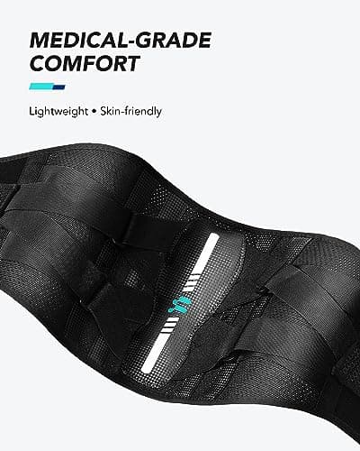 Fitomo Ceinture Lombaire, Support Lombaire pour Homme et Femme avec Ergonomique et Attelles en Fibre de Carbone, Tissu en Maille Ultra Fine, Soutien Lombaire pour Maux de Dos, Sciatique, Posture