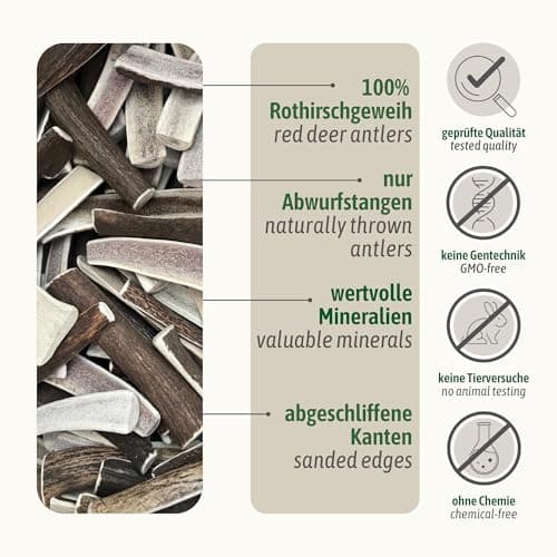 ChronoBalance® Bâtonnets L à mâcher en Bois de cerf pour Chiens: Jouet à mâcher Naturel, en Bois de cerf à 100%, favorisant l'hygiène Dentaire, Durable, sans Produits Chimiques.