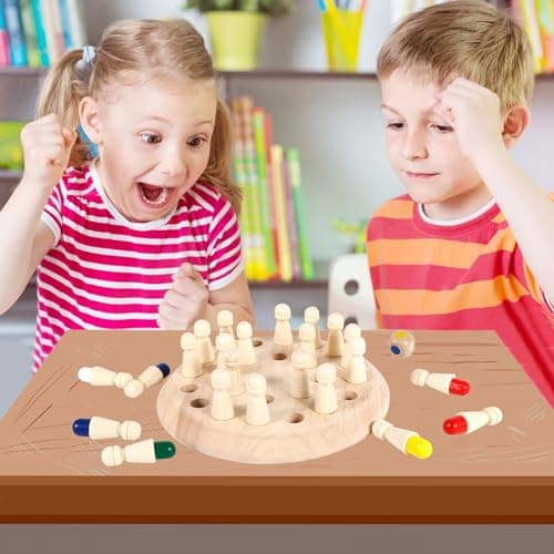 ZLPBAO Memory Chess Jeux Educatif 3 Ans, Méliorent la Mémoire et La Cognition des Couleurs,Jeu Montessori 3 Ans en Bois, Chess Board pour Enfants Adultes Fête Voyage